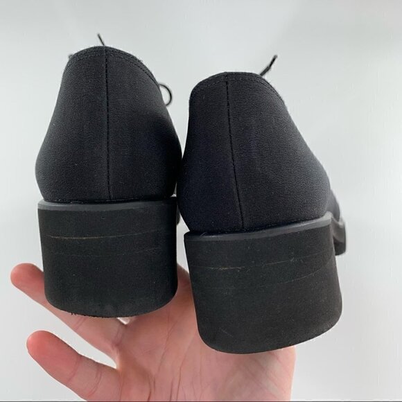 Stuart Weitzman flats size 9.5 black Oxfords chunky vintage 90s Academia - Picture 9 of 12